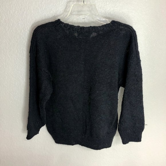 Funky 90s Black Sweater - Size Women's Large (L) - Picture 2 of 8